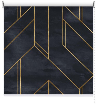 Houseart Χρυσές γραμμές στο μαύρο, Line Art, Ρολοκουρτίνες, 100 x 100 εκ.